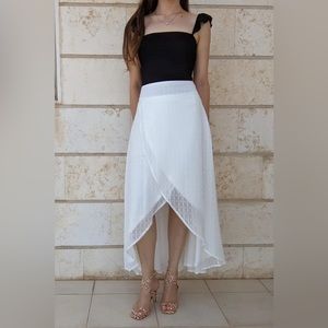 Lulu’s Love to Give Ivory Swiss Dot High-Low Skirt